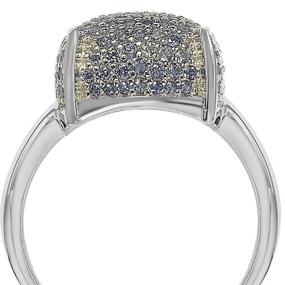 Authentic Suzy Levian Sterling Silver Sapphire and Diamond Ball-Top Ring - Picture 7 of 7